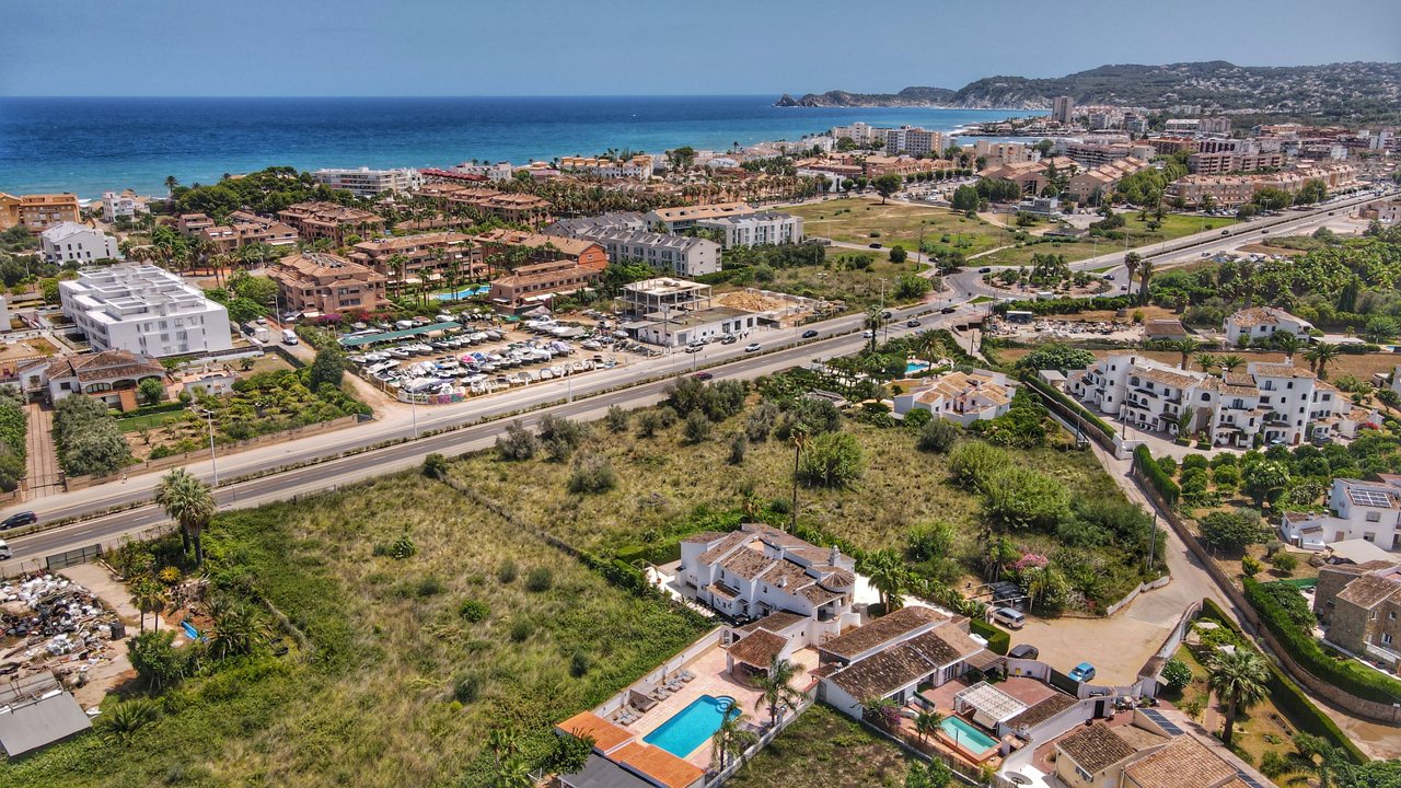 Aerial view of Jávea with the coastline and marina